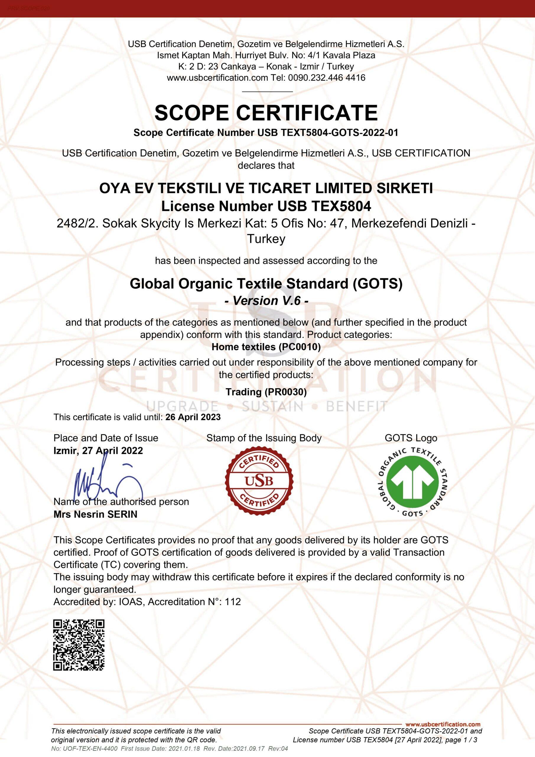 scope Certificate